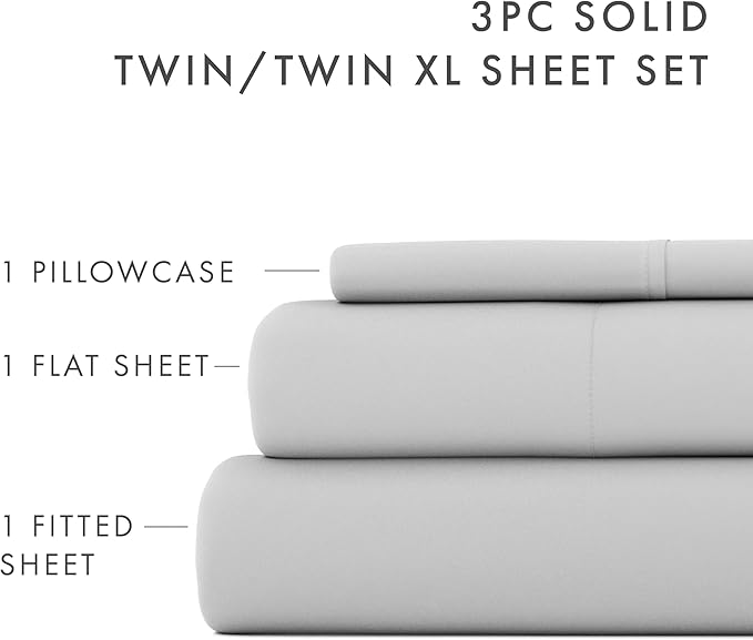 Linen Market Bed Sheets for Queen Size Bed (Light Gray) - Sleep Better Than Ever with These Soft and Cooling Queen Sheets - Deep Pocket Fits 16" Thick Beds - 4 Piece Queen Sheet Set - LeafyLoom