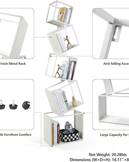 Bookshelf 2024 NEW, 5-Tier Bookshelves, 67" Tall White Bookshelf, Book Shelf, Bookcase, Modern Bookshelf, Storage Shelf for CDs/Books/Collections, Display Shelf for Livingroom, Bedroom, Office - LeafyLoom