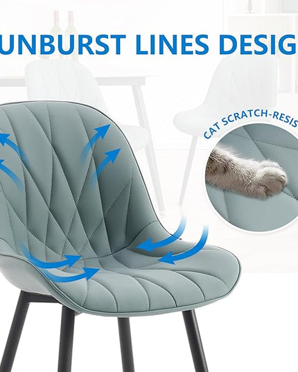 YOUNIKE Dining Chairs Set of 2, GrayishGreen Elegant Kitchen & Dining Room Chairs, Modern Faux Leather Padded Dining Chair, Armless Upholstered Bedroom Side Chairs Dinner Chairs Dinning Chairs - LeafyLoom