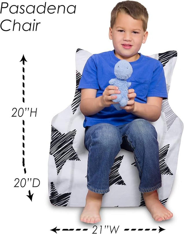 Posh Creations Structured Comfy Bean Bag Chair for Gaming, Reading, and Watching TV, Pasadena Chair, Canvas - Sketchy Stars - LeafyLoom