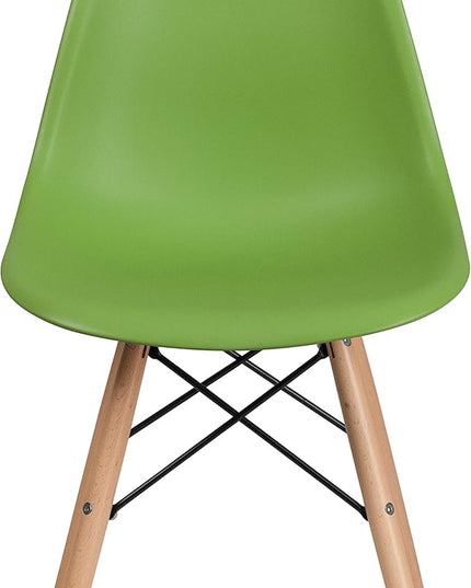 Flash Furniture 2 Pack Elon Series Green Plastic Chair with Wooden Legs - LeafyLoom