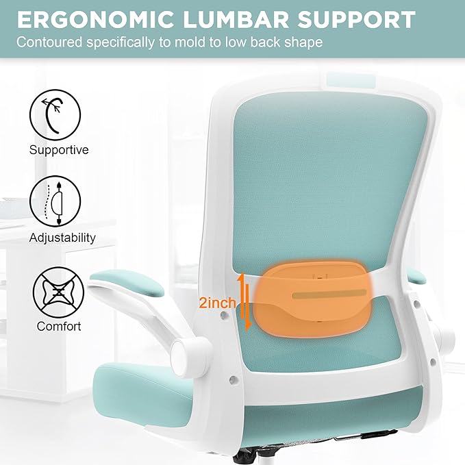 Mimoglad Office Chair, High Back Ergonomic Desk Chair with Adjustable Lumbar Support and Headrest, Swivel Task Chair with flip-up Armrests for Guitar Playing, 5 Years Warranty - LeafyLoom