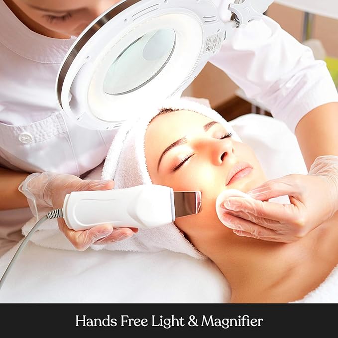 Brightech LightView Pro Magnifying Glass with Light and Stand, Magnifying Floor Lamp with a 6-Wheel Rolling Base for Facials, Lash Estheticians, Dimmable LED Work Light for Sewing, Crafts - LeafyLoom