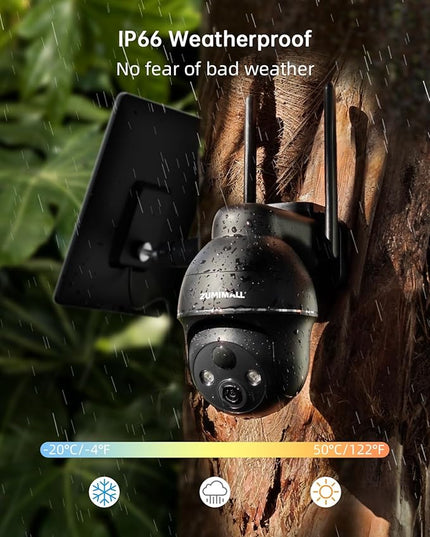 ZUMIMALL 4G LTE Cellular Solar Security Camera Wireless Outdoor, 2K No WiFi Security Camera Solar Powered with Color Night Vision, 2-Way Talk, Motion Alert, Cloud, SIM Included（US Version） ZUMIMALL
