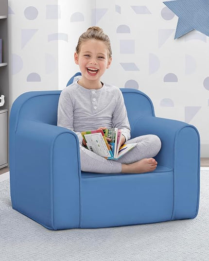 Delta Children Cozee Chair -Foam Kids Chair for Ages 18 Months and Up, Indigo - LeafyLoom