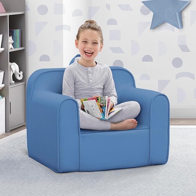 Delta Children Cozee Chair -Foam Kids Chair for Ages 18 Months and Up, Indigo - LeafyLoom