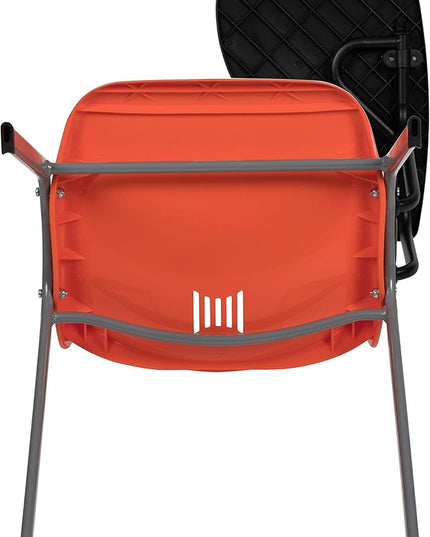 Flash Furniture HERCULES 5 Pack Orange Ergonomic Shell Chair with Left Handed Flip-Up Tablet Arm - LeafyLoom