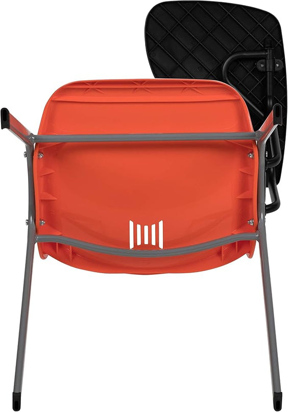 Flash Furniture HERCULES 5 Pack Orange Ergonomic Shell Chair with Left Handed Flip-Up Tablet Arm - LeafyLoom