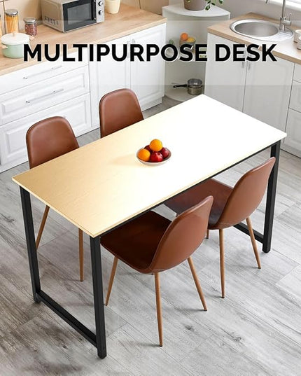 Halter Computer Desk for Home Office 47” Work Table Easy Assembly Walnut Desk Black Frame - LeafyLoom