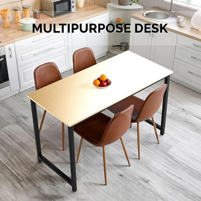 Halter Computer Desk for Home Office 47” Work Table Easy Assembly Walnut Desk Black Frame - LeafyLoom