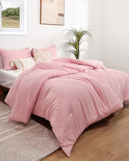 ROSGONIA Pink California King Comforter Set, 3pcs Oversized Boho Lightweight Microfiber Blanket Quilts, Gifts - LeafyLoom
