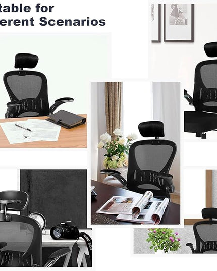 Office Chair Ergonomic Desk Chair Comfort Adjustable Height with Wheels，Lumbar Support Mesh Swivel Computer Home Office Study Task Chair Black (White, 1Pack) - LeafyLoom