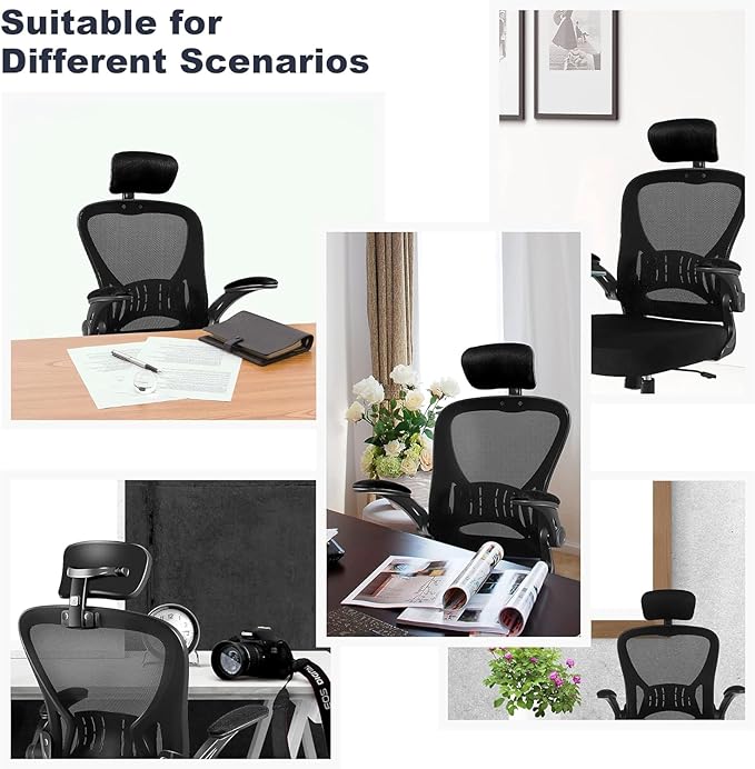 Office Chair Ergonomic Desk Chair Comfort Adjustable Height with Wheels，Lumbar Support Mesh Swivel Computer Home Office Study Task Chair Black (White, 1Pack) - LeafyLoom