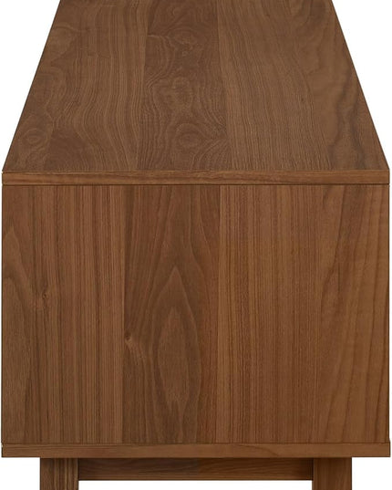 Walker Edison Walton Modern Fluted-Door Low Stand for TVs up to 80 Inches, 70 x 15.75 x 16 inches, Mocha - LeafyLoom