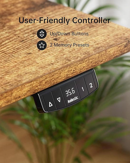 Height Adjustable Desk with Keyboard Tray, 55 x 24 Inches Electric Standing Desk, Stand up Computer Table with Memory Preset, Dark Brown, Splice Board - LeafyLoom