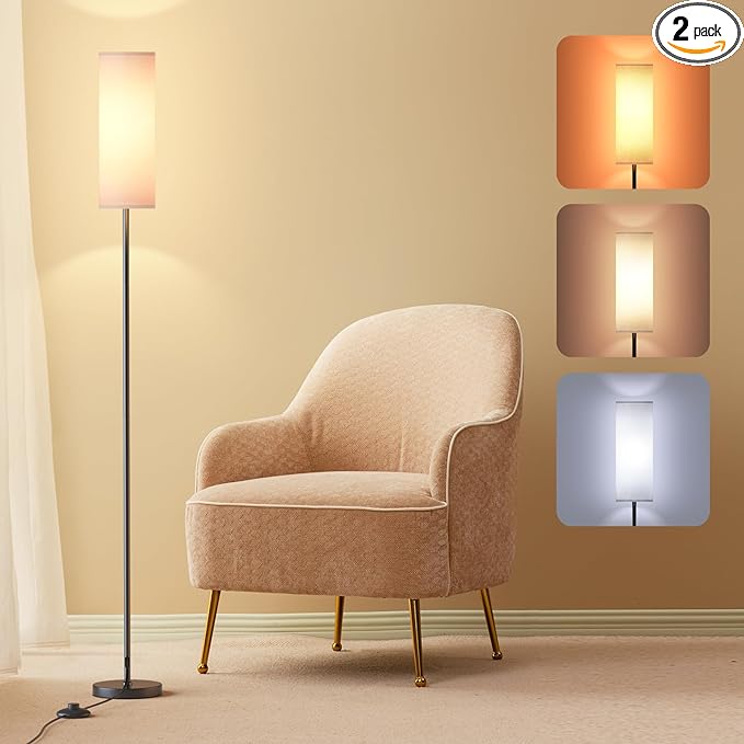 Floor Lamps for Living Room with 3 Color Temperatures, Modern Standing Lamp Tall Industrial Reading for Bedroom, Living Room, Office, Kids Room, Dimmable Floor Lamp,9W Bulb Included - LeafyLoom