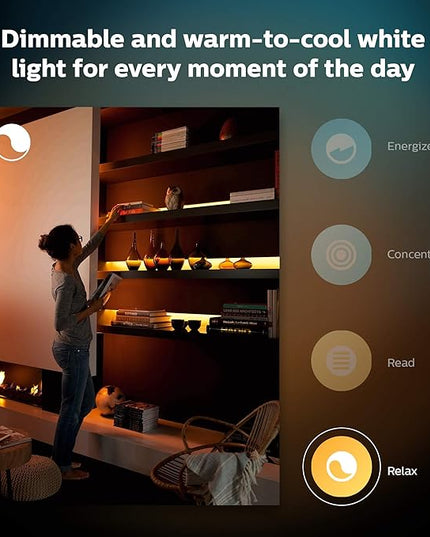 Philips Hue Indoor 3-Foot Smart LED Light Strip Plus Extension - Color-Changing Single-Color Effect - Requires Base Kit - Control with Hue App - Works with Alexa, Google Assistant and Apple HomeKit PhilipsHue