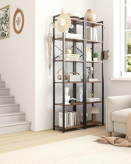 YMYNY Bookshelf, 6-Tier Ladder Shelf Organizer, Narrow Shelving Unit, Corner Storage Racks, Large Capacity Bookcase, for Home Office Living Room Balcony Bathroom, Metal Frame,HBC001H - LeafyLoom