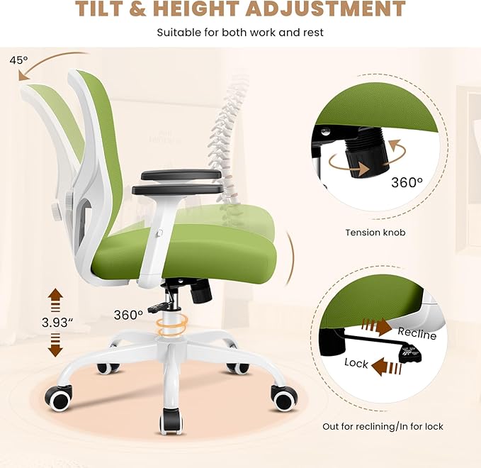 Office Chair Ergonomic Desk Chair with Adjustable Lumbar Support, Swivel Comfy Computer Chair Heavy Duty Executive Chair for Home Office - LeafyLoom
