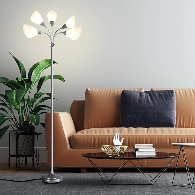 Medusa Floor Lamps Standing Lamps 5 Heads Adjustable Reading Light Large Shade Use E26 A19 Bulb Floor Lamps for Living Room Bedroom by ONEXT - LeafyLoom
