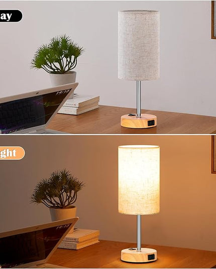 ZJOJO Table Lamp Bedside Lamps for Bedroom, Bedside Lamps Set of 2 with 3 Way Dimmable Using Rocker Switch Nightstand Lamp Night Lamp with AC Outlets for Living Room/Reading Room - LeafyLoom