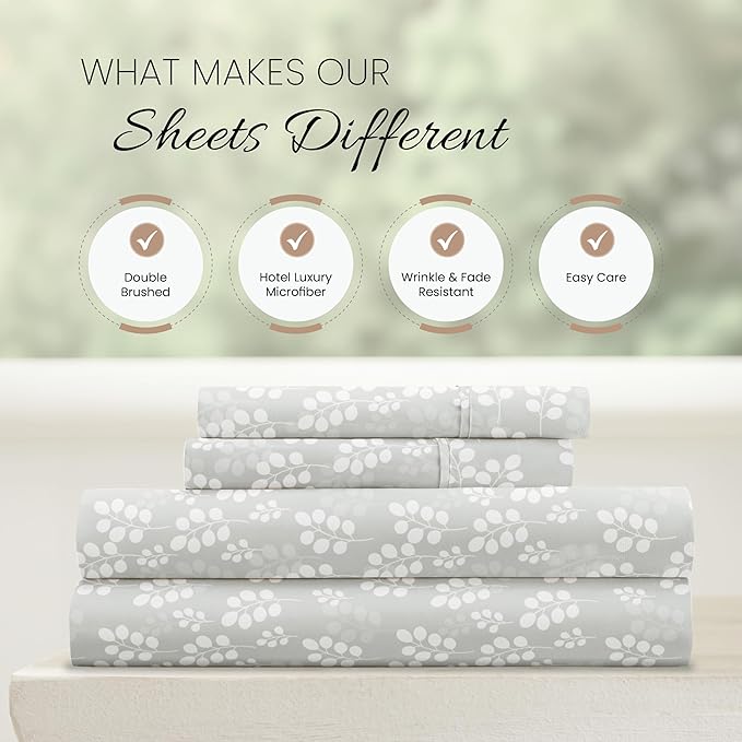 Linen Market 4 Piece King Bedding Sheet Set (Wheatfield Gray) - Sleep Better Than Ever with These Ultra-Soft & Cooling Bed Sheets for Your King Size Bed - Deep Pocket Fits 16" Mattress - LeafyLoom