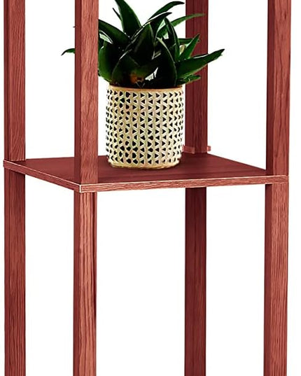Brightech Maxwell - Modern Shelf Floor Lamp with Lamp Shade and LED Bulb - Corner Display Floor Lamps with Shelves for Living Room, Bedroom and Office - Walnut Brown - LeafyLoom