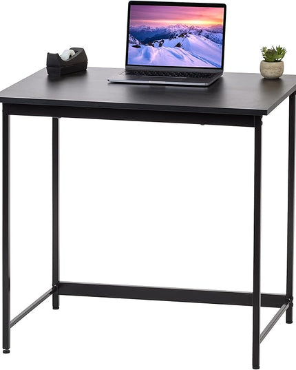 IRIS USA 32 Inch Modern Laptop and Computer Desk Office Table for Home Office, Water and Scratch Resistant Surface Gaming Desk, Easy to Assemble Black Desk - LeafyLoom