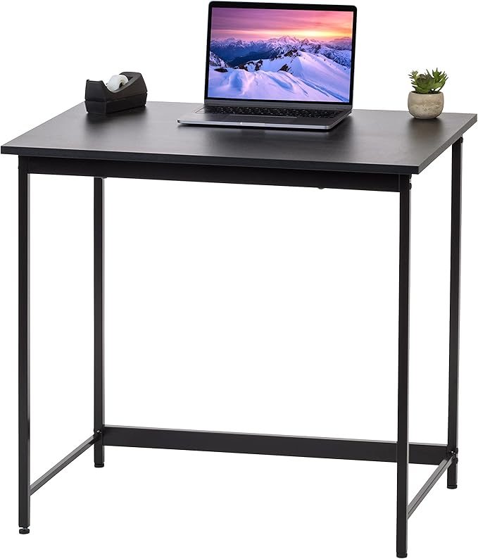 IRIS USA 32 Inch Modern Laptop and Computer Desk Office Table for Home Office, Water and Scratch Resistant Surface Gaming Desk, Easy to Assemble Black Desk - LeafyLoom