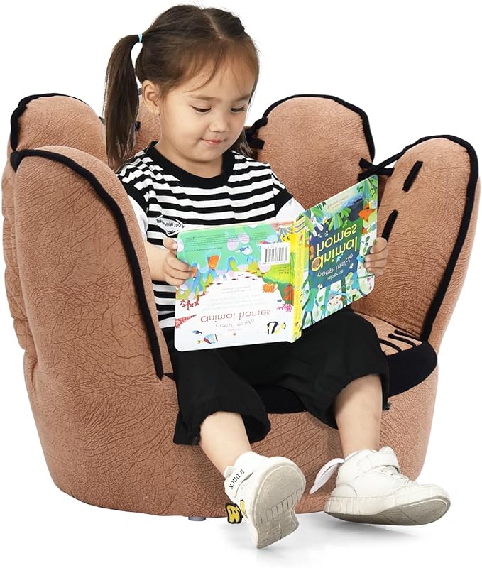 Fireflowery Kid Baseball Chair, Toddler Chair with Baseball Glove Design, Baseball Bean Bag Chair for Playroom, Gift for 3-5 Years Boys and Girls, 23.5” x 19.5” x 17.5 - LeafyLoom