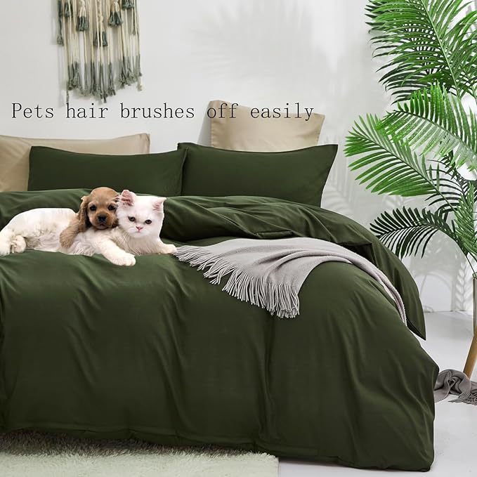 Army Green Comforter Twin Dark Green Bedding Set Deep Green Comforter Teens 3 PCs Hunter Green Comforter 1 Twin Size Comforter (68x90 inches) with 2 Pillowcases (20x26 inches) - LeafyLoom