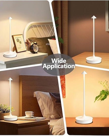 Cordless Table Lamp, Rechargeable Table Light Battery Powered LED Desk Lamp, Stepless Dimming Bedside Lamp, Minimalist Night Light in Aluminum for Restaurant/Bar/Home/Outdoor,White,2Pack - LeafyLoom