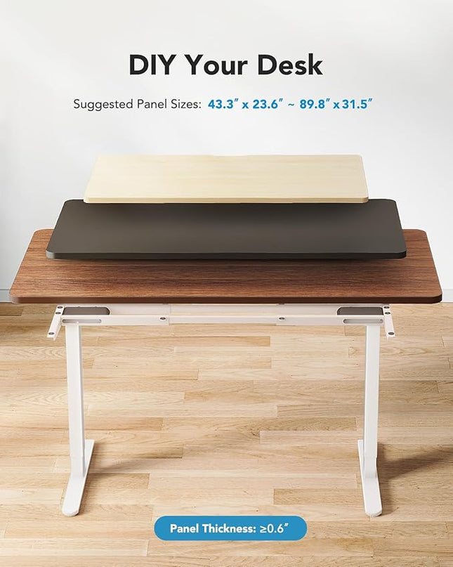 HUANUO 265 lbs Dual Motor Electric Standing Desk Frame, Thick T-Shaped Desk Legs Made of Automotive-Grade Steel, for Max 90″ x 31.5″ Desktop, Height Adjustable Desk Frame for Home Office, Frame Only - LeafyLoom