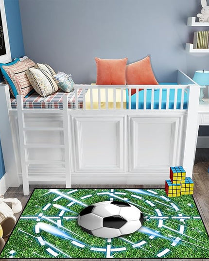 Football Rug for Boys Room - Football Rugs for Boys Bedroom Soccer Rug for Boys Room Kids Football Rug Sports Rug for Boys Room Football Area Rug for Living Room Playroom Floor Mat 3'×5' - LeafyLoom