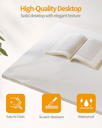 CubiCubi Computer Desk, 35 Inch Small Home Office Desk with Drawer Storage Shelves for Small Space, Writing Study Desk, White - LeafyLoom