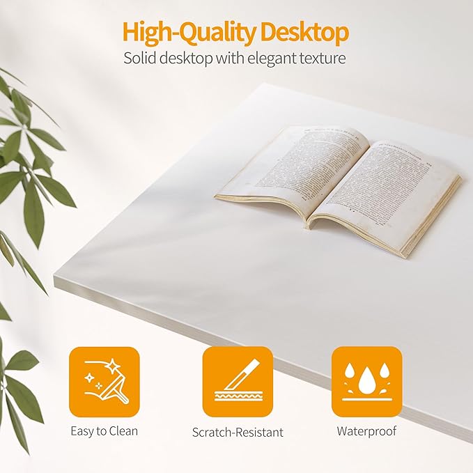 CubiCubi Computer Desk, 35 Inch Small Home Office Desk with Drawer Storage Shelves for Small Space, Writing Study Desk, White - LeafyLoom