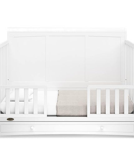 Graco Asheville 4-in-1 Convertible Crib with Drawer (White) – GREENGUARD Gold Certified, Crib with Drawer Combo, Full-Size Nursery Storage Drawer, Converts to Toddler Bed, Daybed and Full-Size Bed - LeafyLoom