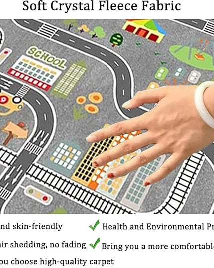 Kids Rug Play Mat for Toy Cars,City Life Road Traffic Educational Carpet,Have Fun Throw Rug,Non-Slip Nursery Rug for Boy and Girl Bedroom 80×160cm/31×63in - LeafyLoom