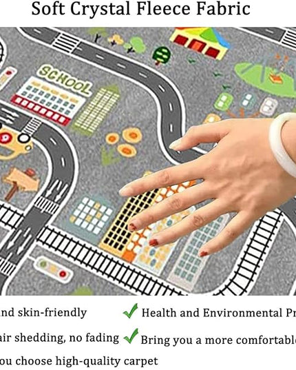 Kids Rug Play Mat for Toy Cars,City Life Road Traffic Educational Carpet,Have Fun Throw Rug,Non-Slip Nursery Rug for Boy and Girl Bedroom 80×120cm/31×47in - LeafyLoom