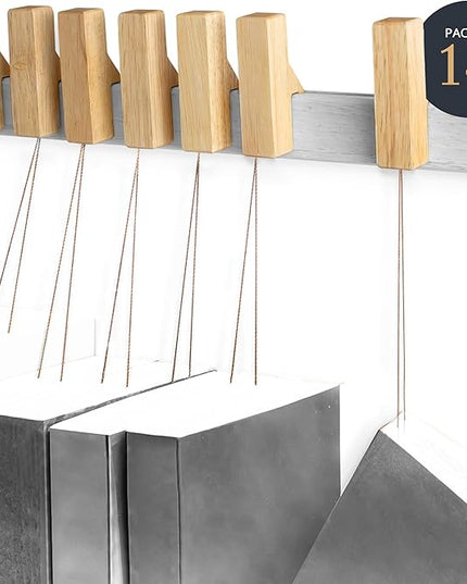 Wall Book Organizers Hanging Pins - Extra Pins for Floating Shelves Wall Mounted, Extra Hardwood Hanging Pins for Floating Bookshelves, Ideal for Book Lovers, (Natural Finish) - LeafyLoom
