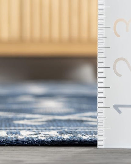 nuLOOM Evalyn Southwestern Machine Washable Ultra Thin Area Rug, 8x10, Navy - LeafyLoom