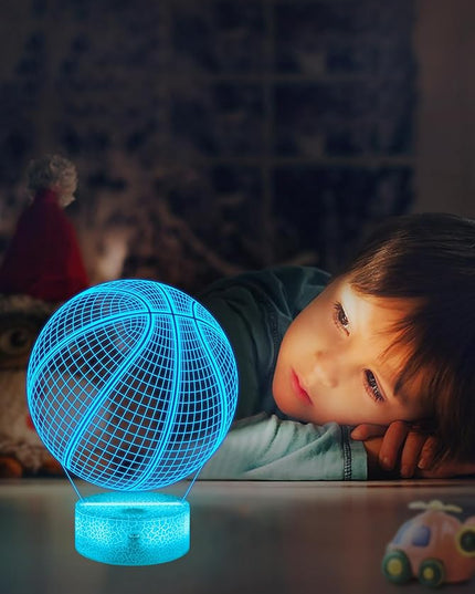 FULLOSUN Basketball Gift, Kids Basketball Night Light (with Remote Control), 3D Illumination Lights Boys Gift 16 Colors Changeable Kids Room Lighting Creative Decoration... (Basketball) - LeafyLoom