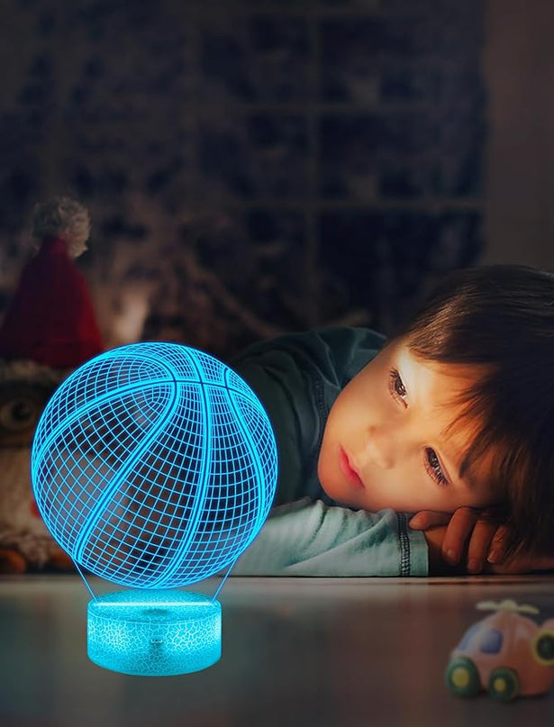 FULLOSUN Basketball Gift, Kids Basketball Night Light (with Remote Control), 3D Illumination Lights Boys Gift 16 Colors Changeable Kids Room Lighting Creative Decoration... (Basketball) - LeafyLoom