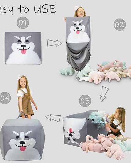 Anzitinlan Bean Bag Chair for Toddler Bedroom, Stuffed Animal Storage, Kids Toy Storage Organizer, Extra Large Size, Velvet Super Soft Cover Only - LeafyLoom