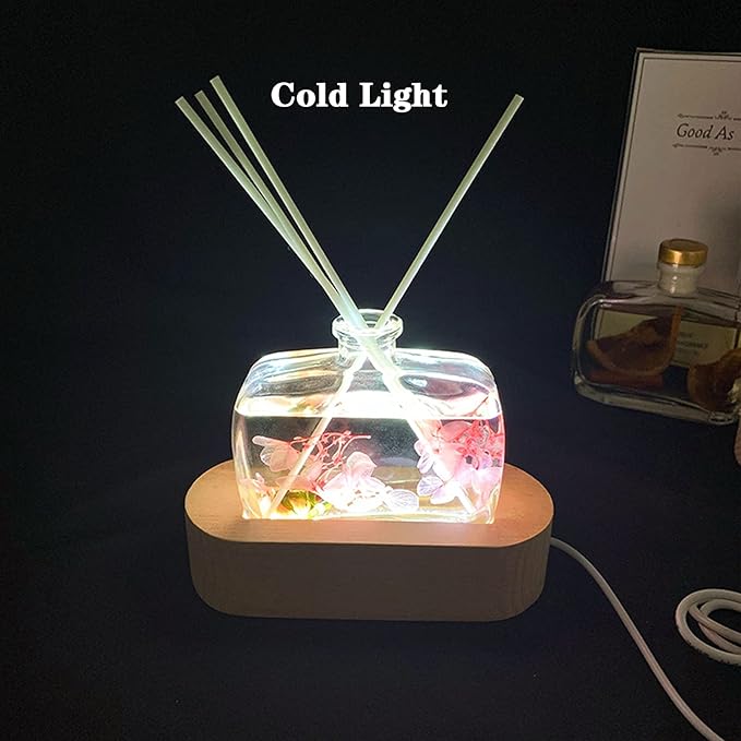 2Pack 6 inch Oval Wood Display Pedestal,Wooden Led Lights Display Base for Acrylic and Plexiglass,Wood Night LED Light Lamp Base - LeafyLoom