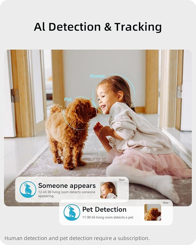 blurams Security Camera 2K, Baby Monitor Dog Camera 360-degree for Home Security (White + 64GB TF Card) Blurams
