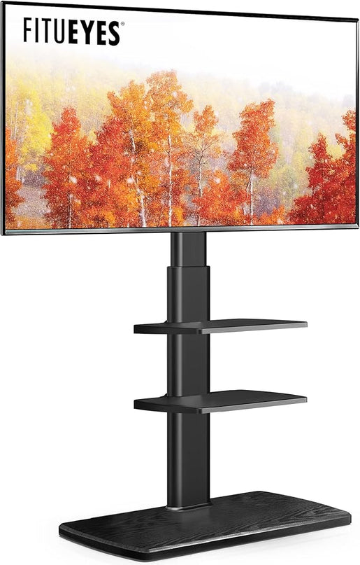 FITUEYES TV Stand for 32 39 40 43 49 50 55 60 65 70 Inch TVs Tall Floor TV Stands with Sturdy Wood Base Universal Corner Stand for Flat Panel Screen TVs Height Adjustable Shelves Black… - LeafyLoom
