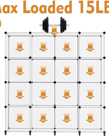 HOMIDEC Book Shelf 16 Cubes Bookcase Bookshelf Cube Storage Organizer Portable Display Bookshelf Kids Bookshelf Book Case for Study Room,Bedroom,Office,Living Room,Closet Transparent - LeafyLoom