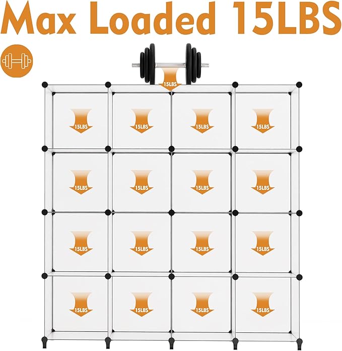 HOMIDEC Book Shelf 16 Cubes Bookcase Bookshelf Cube Storage Organizer Portable Display Bookshelf Kids Bookshelf Book Case for Study Room,Bedroom,Office,Living Room,Closet Transparent - LeafyLoom