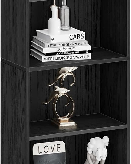 6-Tier Bookshelf, 66.7 Inches Floor Standing Bookcase, Display Storage Shelf, Corner Shelf, Home Decor Furniture for Home Office, Living Room, Bedroom, Black 02904XBC - LeafyLoom